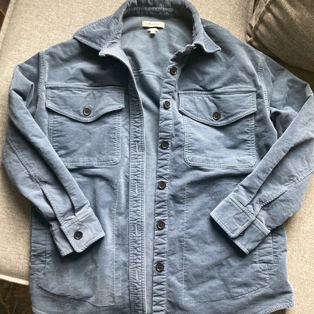 Madewell Corduroy Twill Oversized Shacket S Small Blue